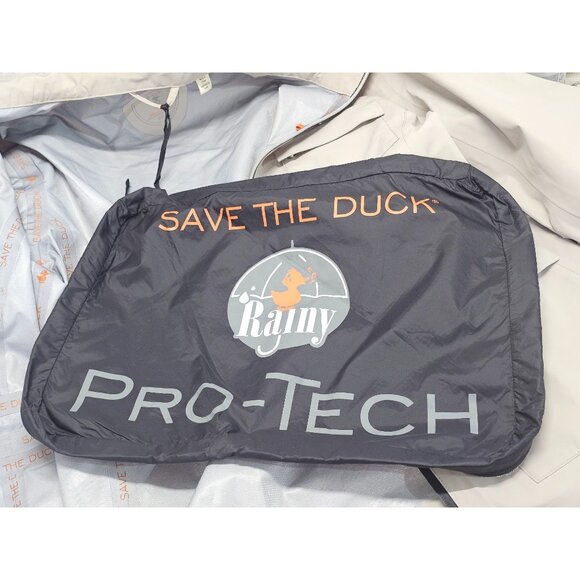 NWT Save The Duck Women's Beige Pro-Tech  Waterproof Hooded Jacket Size 4 2616 - Picture 5 of 12